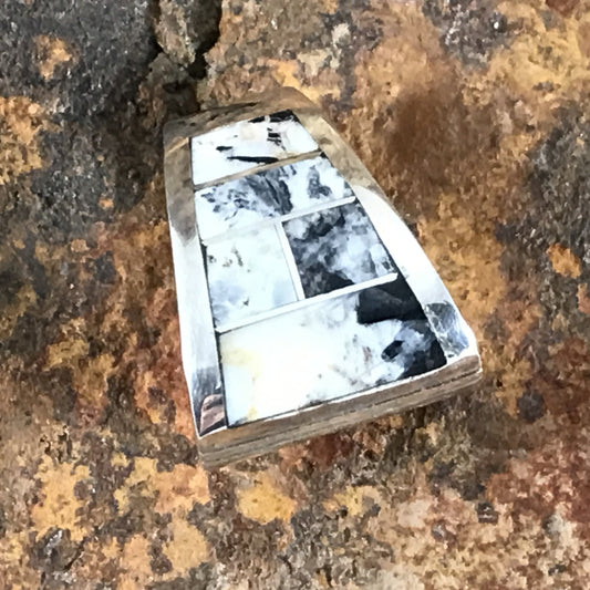 David Rosales White Buffalo Inlaid Sterling Silver Pendant