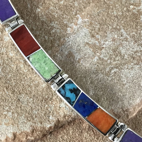 David Rosales Indian Summer Inlaid Sterling Silver Necklace