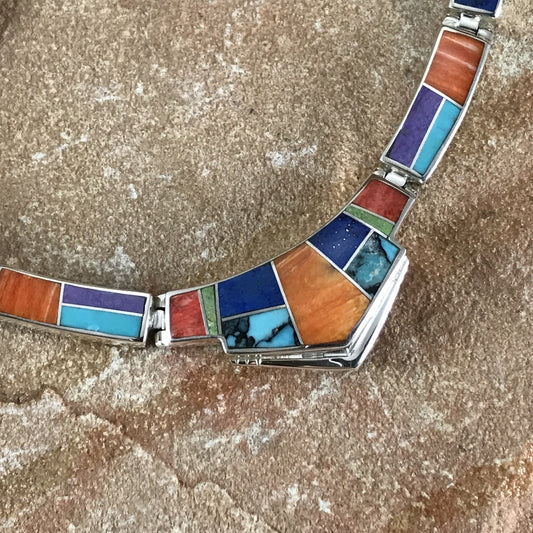 David Rosales Indian Summer Inlaid Sterling Silver Necklace