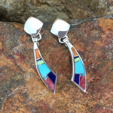 David Rosales Indian Summer  Inlaid Sterling Silver Earrings