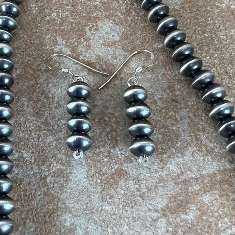 18" Single Strand Navajo Pearls Sterling Silver Necklace & Earrings by Preston Haley
