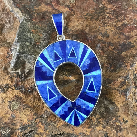 David Rosales Blue Sky Fancy Inlaid Sterling Silver Pendant
