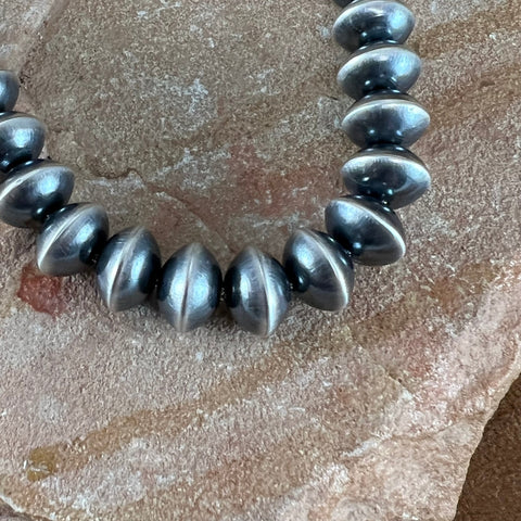 22" Navajo Pearls Sterling Silver Necklace & Earrings by Preston Haley