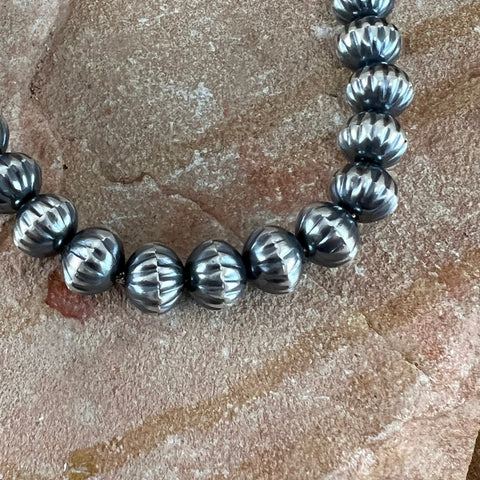 24" Navajo Pearls Sterling Silver Necklace & Earrings by Preston Haley
