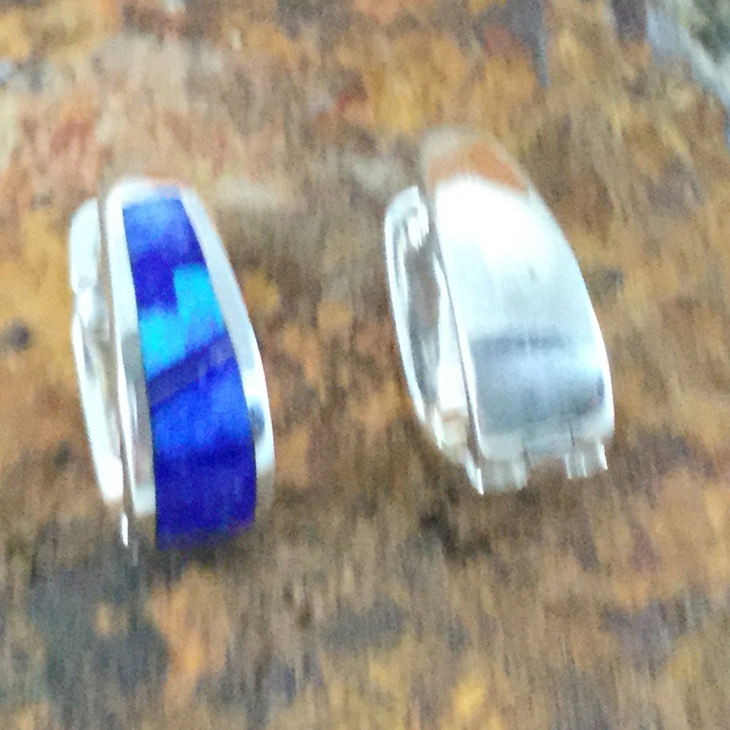 David Rosales Blue Sky Fancy Inlaid Sterling Silver Earrings Huggie