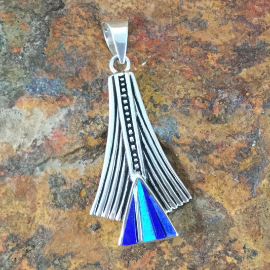 David Rosales Blue Sky Inlaid Sterling Silver Pendant