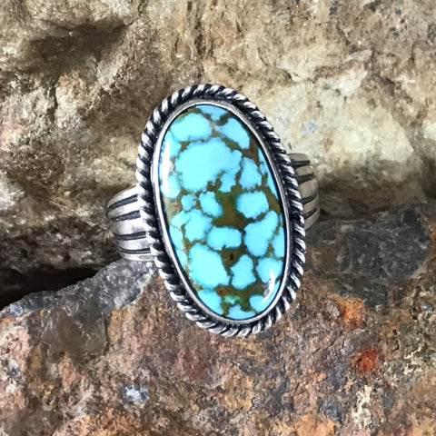 Kingman Turquoise Sterling Silver Ring by Murphy Platero - Size 7 1/2
