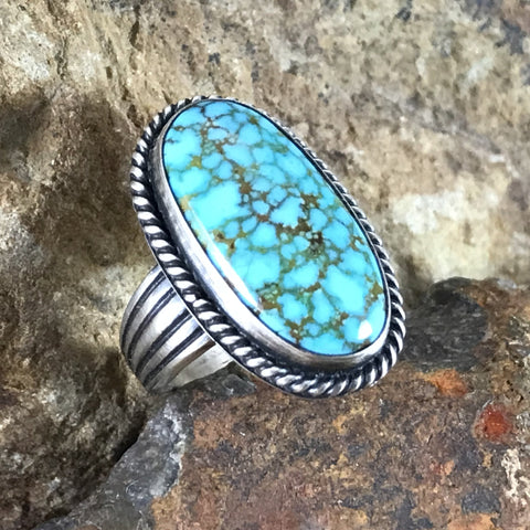 Kingman Turquoise Sterling Silver Ring by Murphy Platero - Size 7