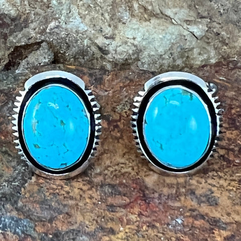 Kingman Turquoise Sterling Silver Cuff Links by Kevin Ramone