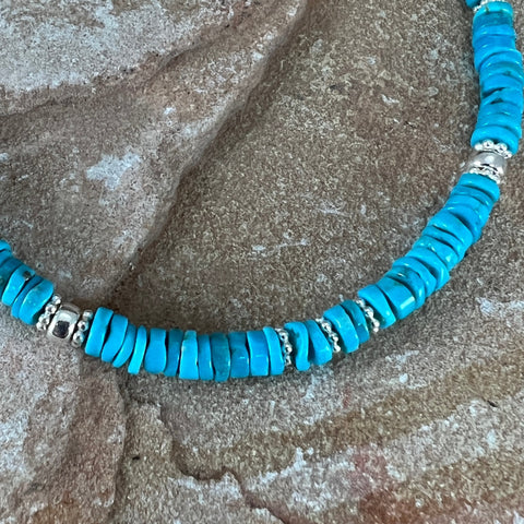 20" Kingman Turquoise Single-Strand Beaded Necklace by Ramona Bird