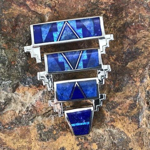 David Rosales Blue Sky Fancy Inlaid Sterling Silver Pendant Slider