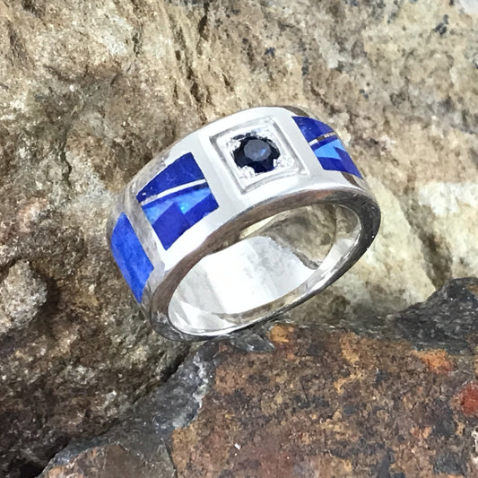 David Rosales Blue Sky Fancy Inlaid Sterling Silver Ring