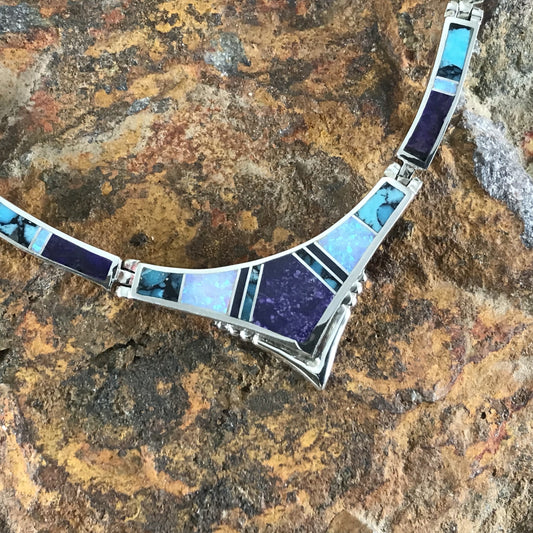David Rosales Shalako Inlaid Sterling Silver Bracelet