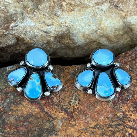 Golden Hill Turquoise Sterling Silver Earrings by Bernyse Chavez