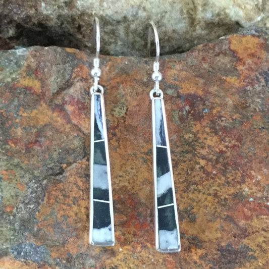 David Rosales White Buffalo Inlaid Sterling Silver Earrings
