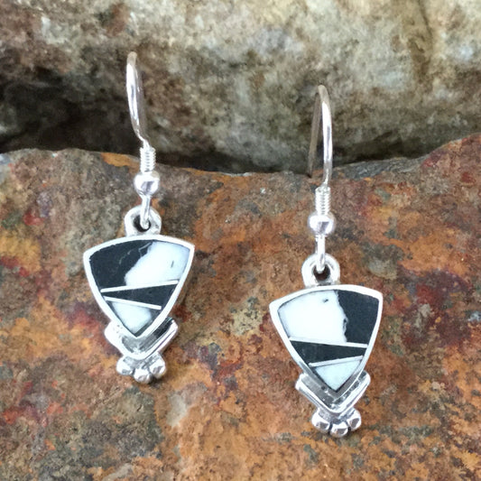 David Rosales White Buffalo Inlaid Sterling Silver Earrings Huggie