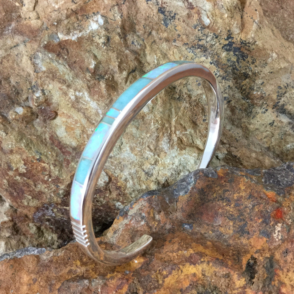 David Rosales Inlaid Sterling Silver Bracelet