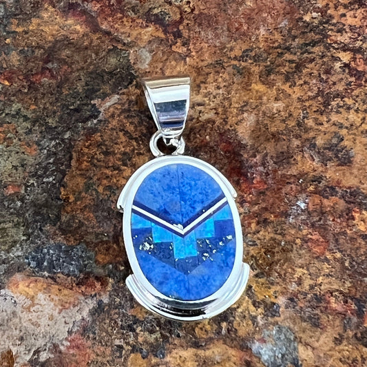 David Rosales Blue Sky Inlaid Sterling Silver Pendant