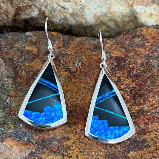 David Rosales Black Beauty Inlaid Sterling Silver Earrings