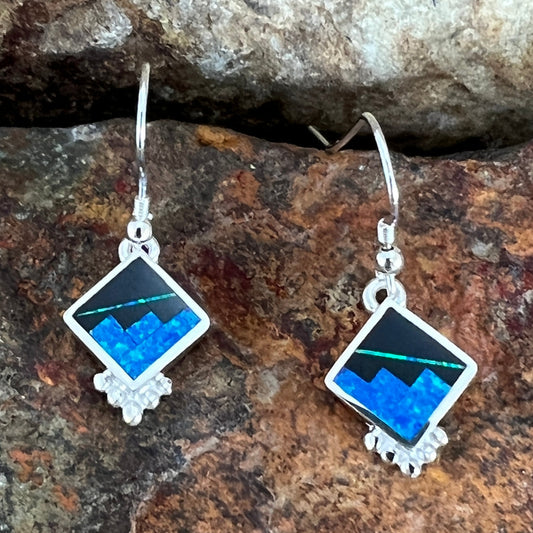 David Rosales Black Beauty Inlaid Sterling Silver Earrings