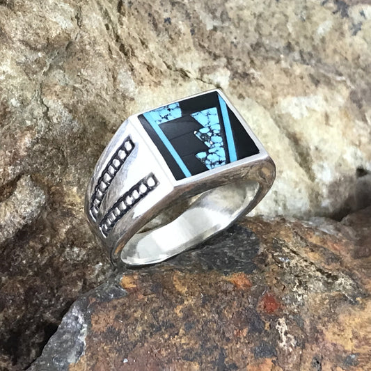David Rosales Shadow Peak Fancy Inlaid Sterling Silver Ring