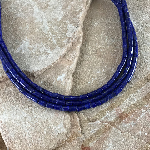 David Rosales 18" Three-Strand Lapis & Sterling Silver Beaded Necklace