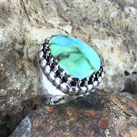 Sonoran Gold Turquoise Sterling Silver Ring by Joe Piaso Size 7