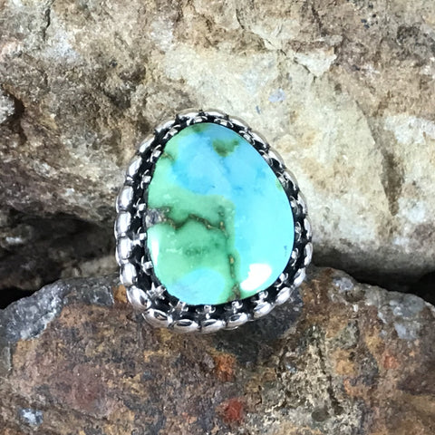 Sonoran Gold Turquoise Sterling Silver Ring by Joe Piaso Size 7