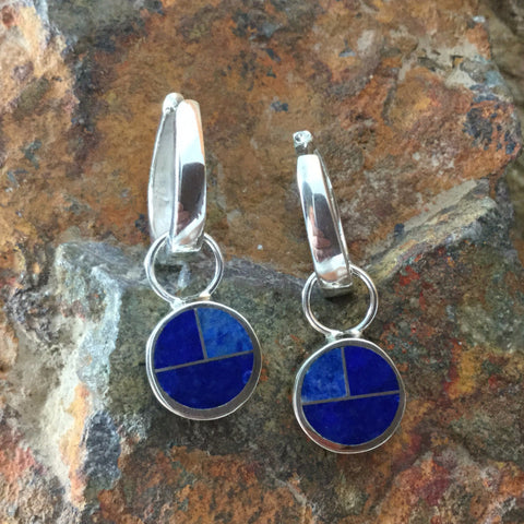 David Rosales Blue Water Inlaid Sterling Silver Earrings