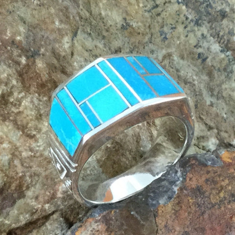 David Rosales Arizona Blue Inlaid Sterling Silver Ring