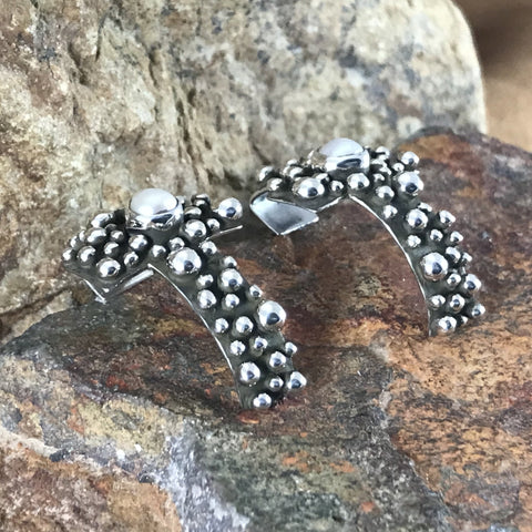 Million Drops Fresh Water Pearl Sterling Silver Earrings Cross by Akee Douglas