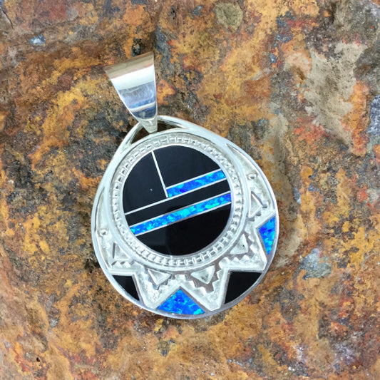 David Rosales Black Beauty Inlaid Sterling Silver Pendant