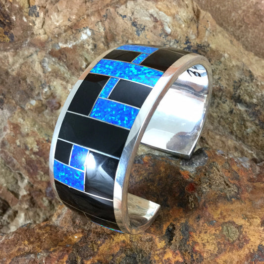 David Rosales Black Beauty Inlaid Sterling Silver Bracelet