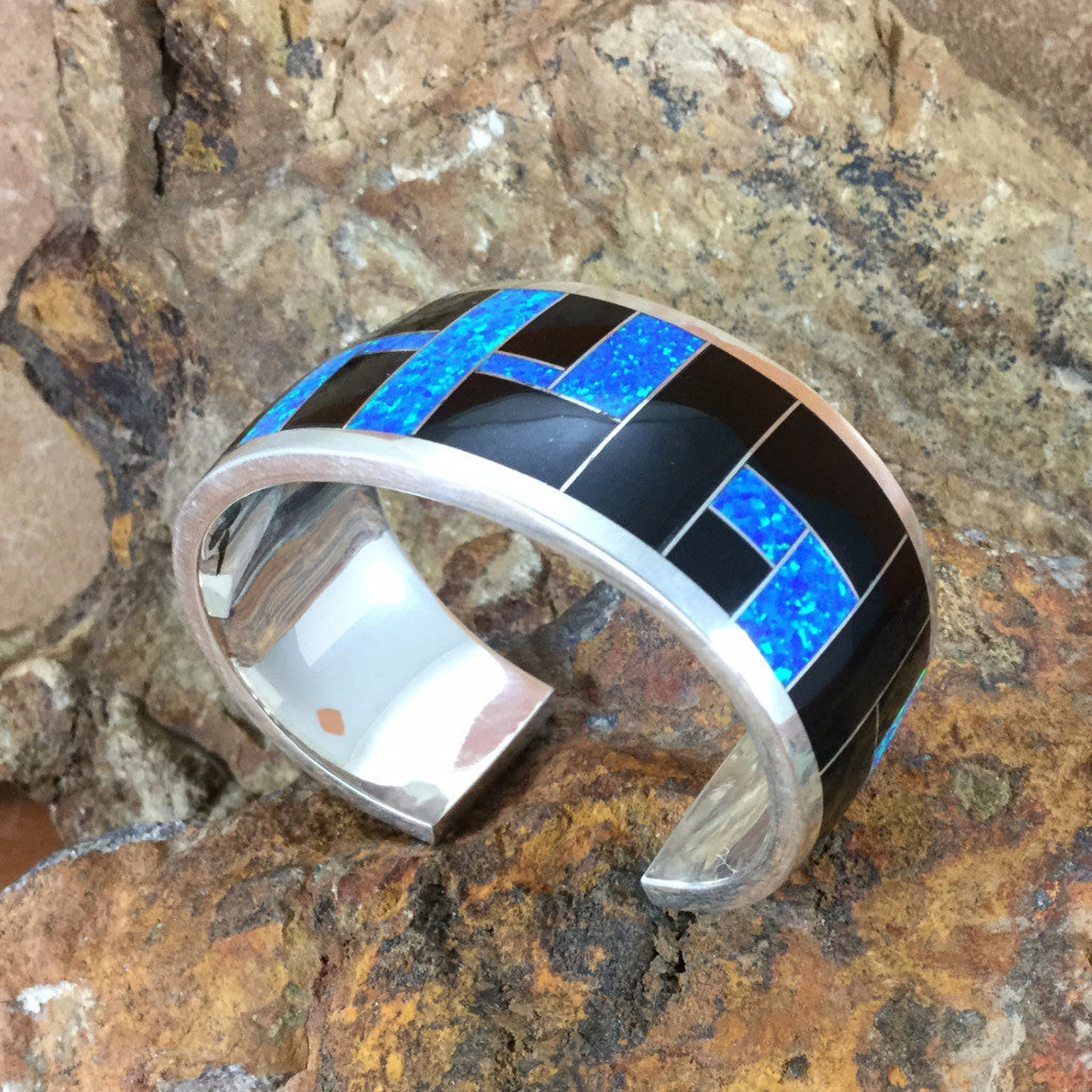 David Rosales Black Beauty Inlaid Sterling Silver Bracelet