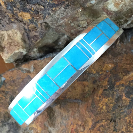 David Rosales Arizona Blue Inlaid Sterling Silver Bracelet