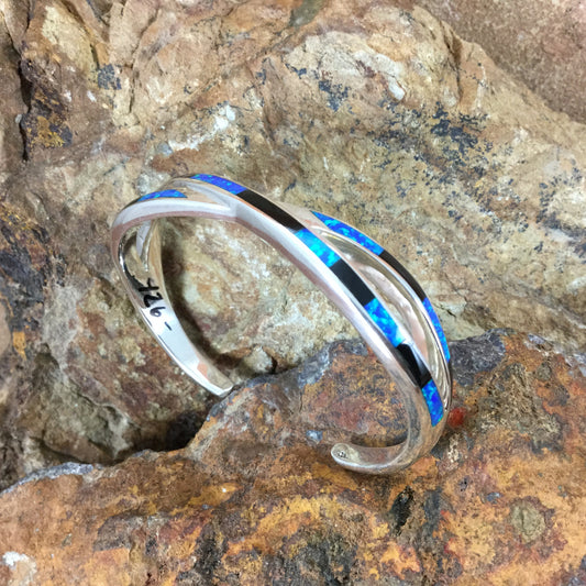 David Rosales Black Beauty Inlaid Sterling Silver Bracelet