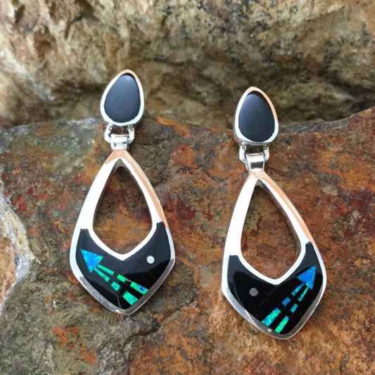 David Rosales Black Beauty Inlaid Sterling Silver Earrings