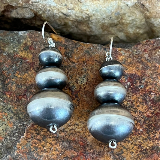 Sterling Silver Beaded Earrings by P Haley