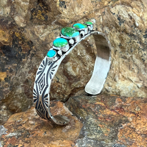 Sonoran Gold Turquoise Sterling Silver Bracelet Multi Stone by Mike Thompson