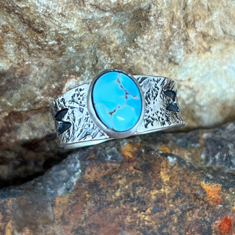 Golden Hill Turquoise Sterling Silver Ring by Ray Coriz Size 7