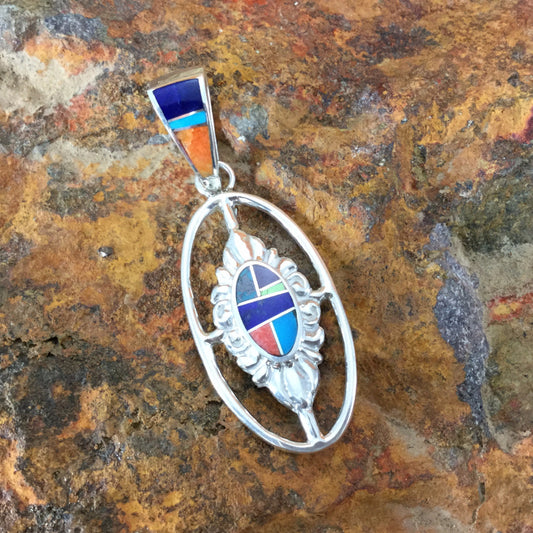 David Rosales Indian Summer Inlaid Sterling Silver Pendant