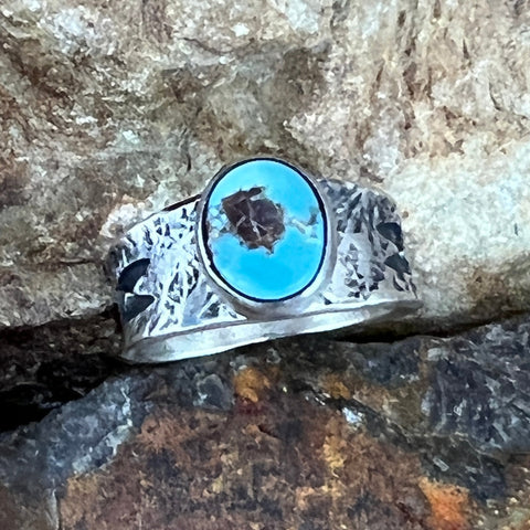 Golden Hill Turquoise Sterling Silver Ring by Ray Coriz Size 6