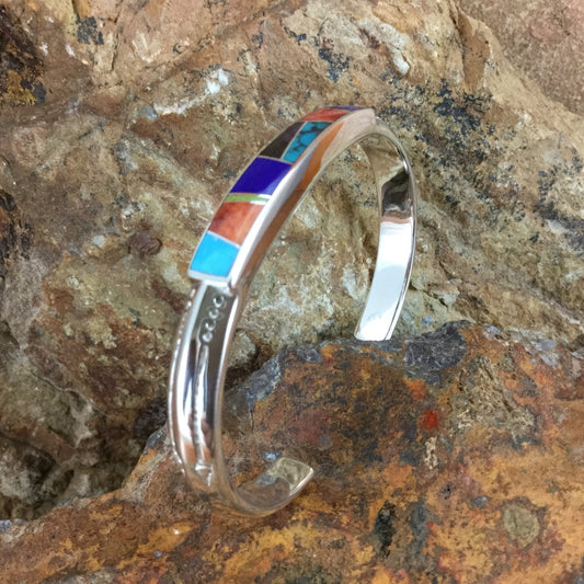 David Rosales Indian Summer Inlaid Sterling Silver Bracelet