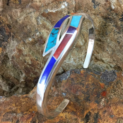 David Rosales Indian Summer Inlaid Sterling Silver Bracelet