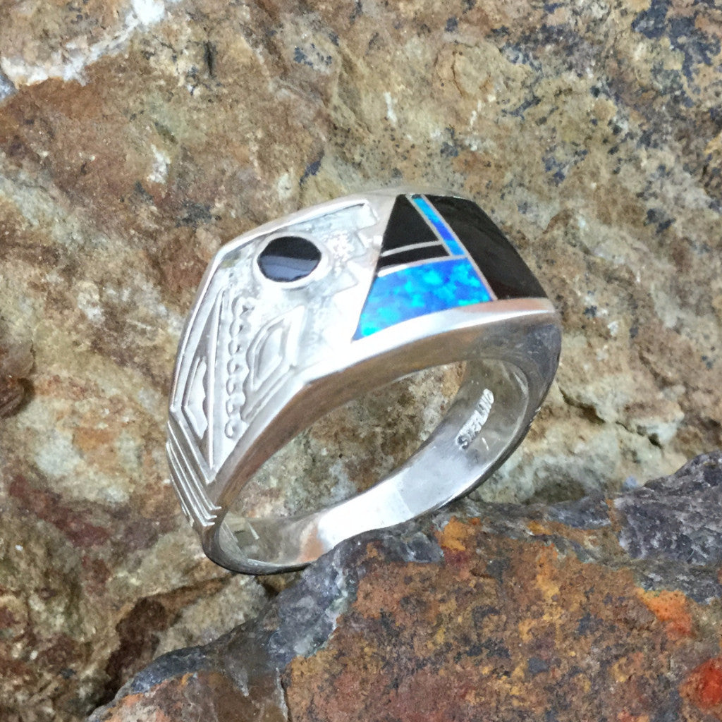 David Rosales Black Beauty Inlaid Sterling Silver Ring
