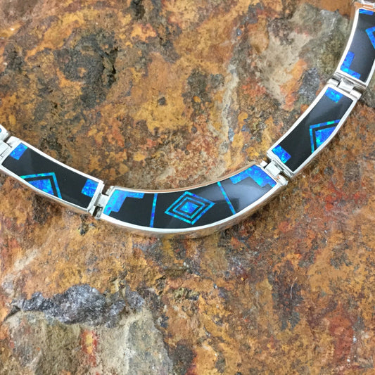 David Rosales Black Beauty Fancy Inlay Sterling Silver Necklace