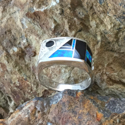 David Rosales Black Beauty Inlaid Sterling Silver Ring