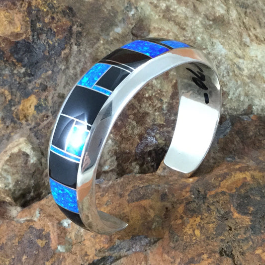 David Rosales Black Beauty Inlaid Sterling Silver Bracelet