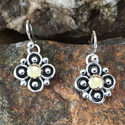 Traditional Sterling Silver & 14Kt Gold Earrings by Artie Yellowhorse