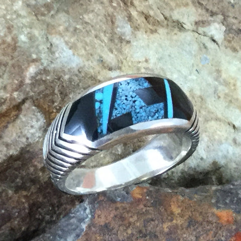 David Rosales Shadow Peak Fancy Inlaid Sterling Silver Ring